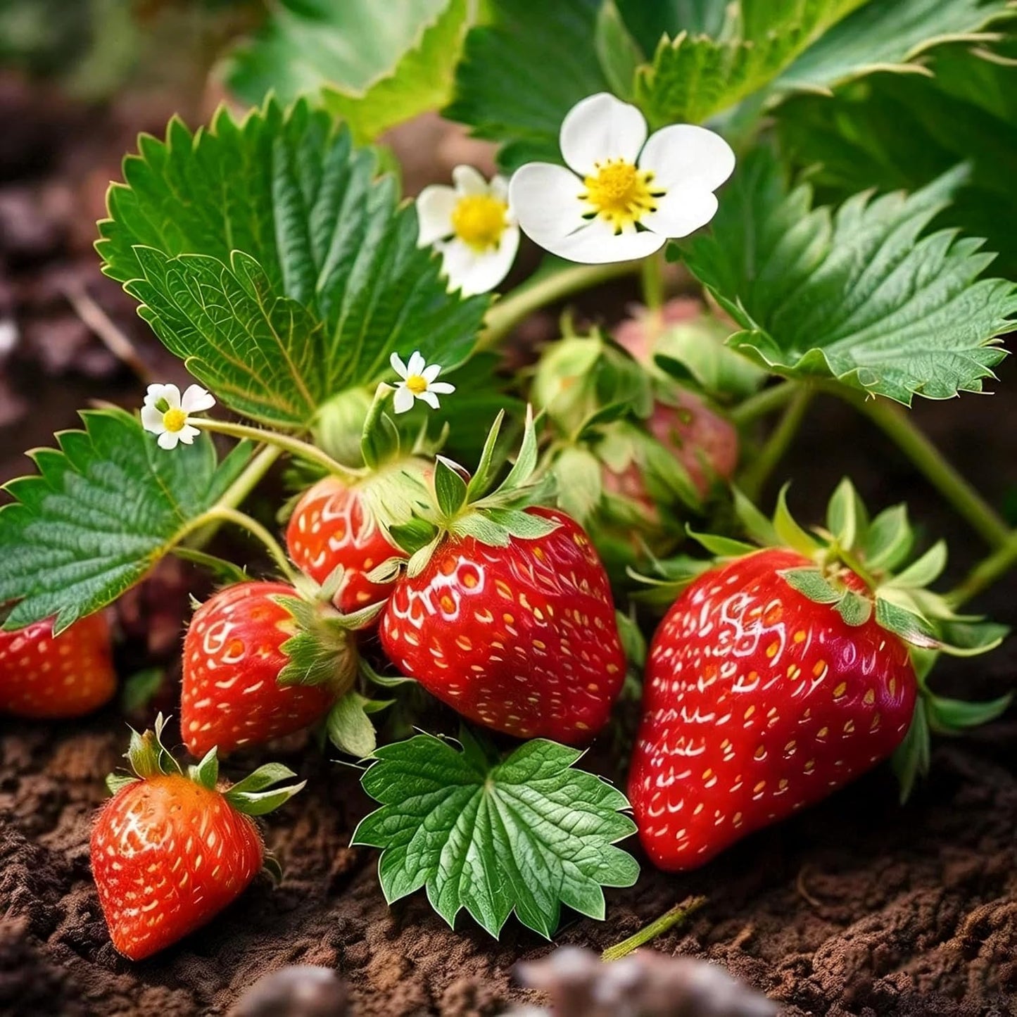 300Pcs Red Giant Strawberry Seeds, Heirloom Non-GMO Fresh Fruit Seed for Home Garden