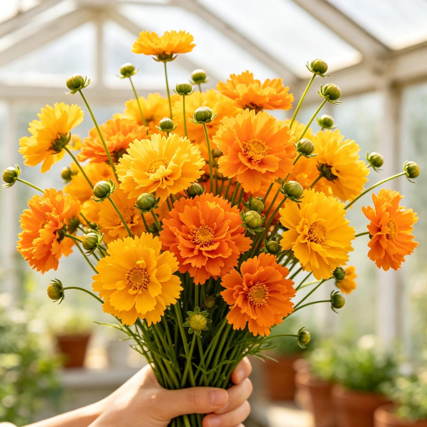 497Pcs Coreopsis Grandiflora Seeds, Double Golden Orange Tickseed, Long Blooming Drought Tolerant Border Cut Flower