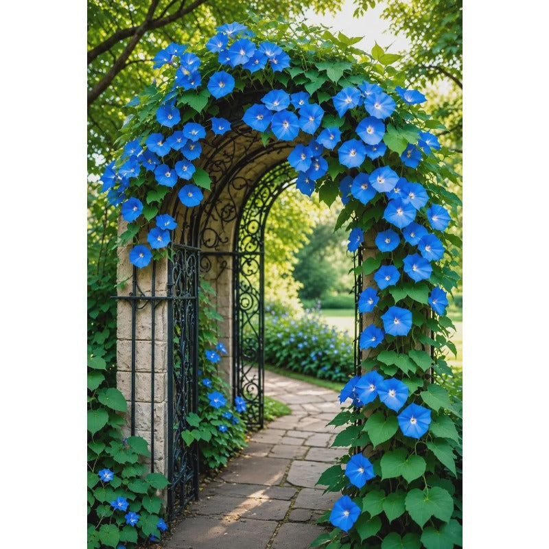 100pcs Purple Blue Morning Glory Seeds, Climbing Vine Flowers, Trellis & Fence Garden, Pollinator Plant