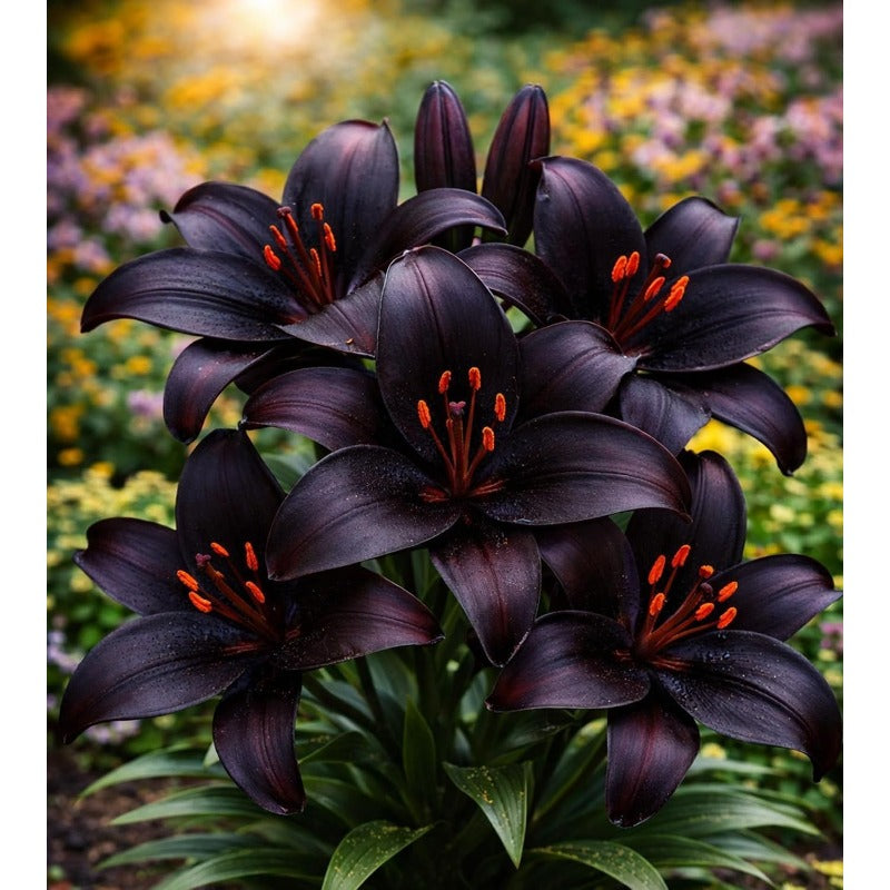 100pcs Blackstone Lily seeds for Planting – Deep Burgundy Black Asiatic Lily Flowers – Hardy Perennial Summer Blooms – Dramatic Garden Accent