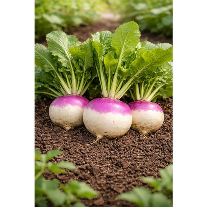 200 Purple Top White Globe Turnip Seeds – Round White Roots with Purple Crown, Everyday Kitchen Use, In-Ground, Raised Bed & Container Gardens