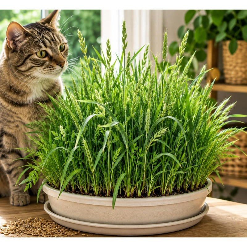 99Pcs Cat Grass Seeds Suitable for planting form neat dense foliage clusters ideal for indoor desktop placement, pet corner arrangement and household green layout