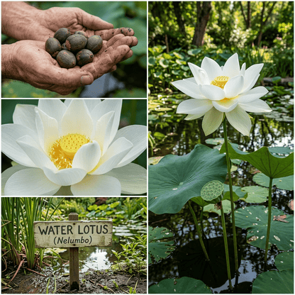 12pcs Pure White Water Lotus Seeds, for Planting, Elegant Pristine White Aquatic Blooms for Peaceful Water Features