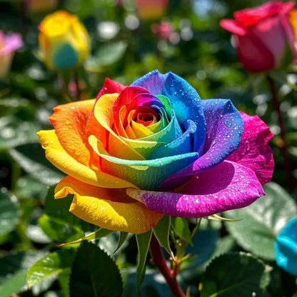 145Pcs Rainbow Rose Seeds for Planting – Perennial Rosa Flower Seed, Ornamental Bush Variety for Garden Beds, Borders and Outdoor Landscape