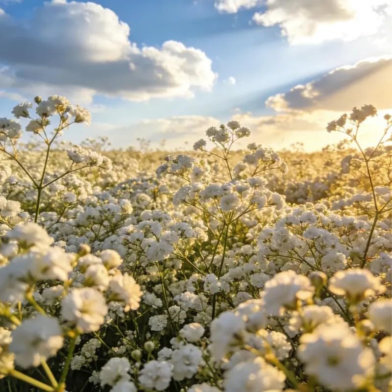 100 White Baby's Breath Seeds for Planting - Gypsophila Elegans White Flower Seeds, Non-GMO Heirloom Annual for Cutting Gardens, DIY Wedding Bouquets, and Indoor/Outdoor Home Decor