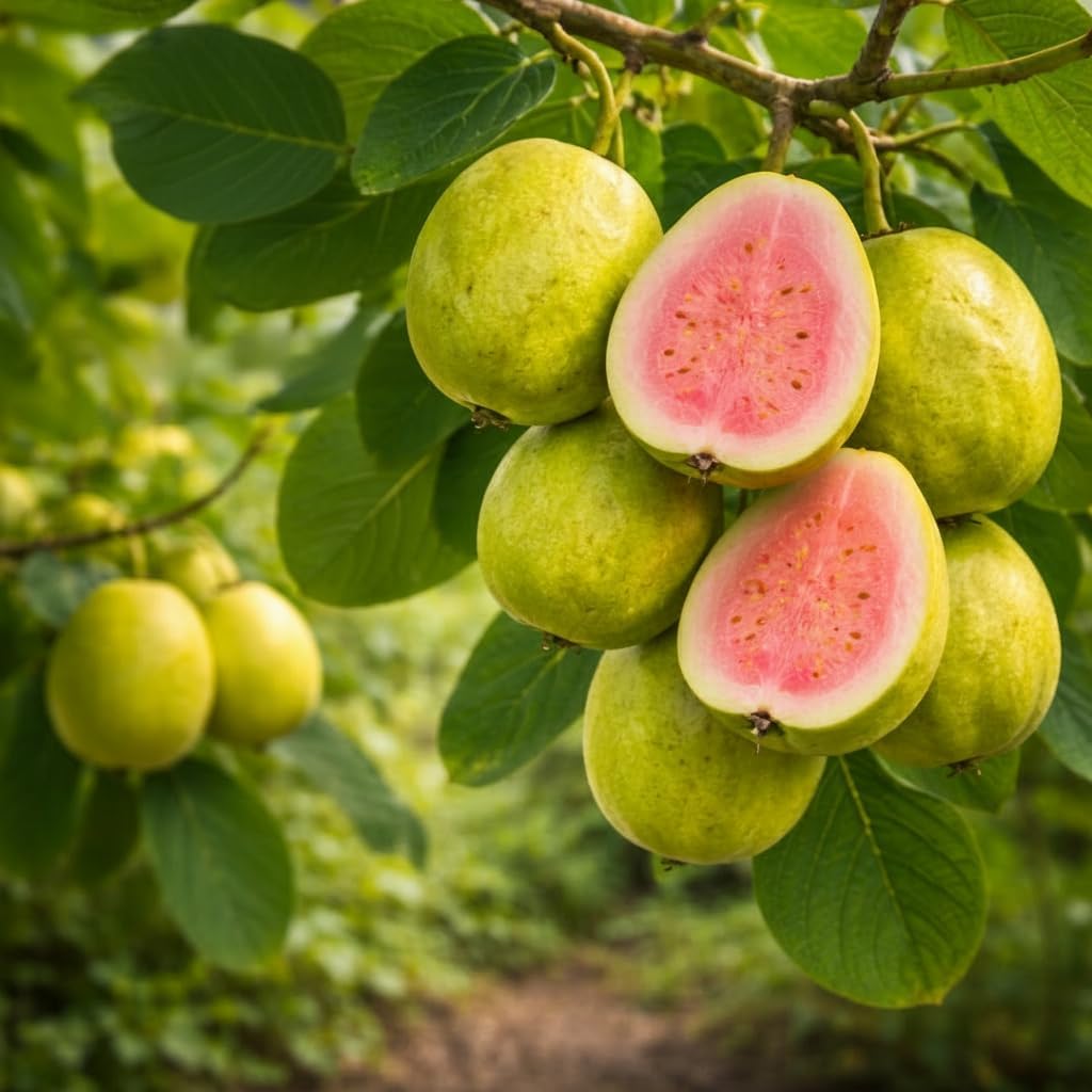 100Pcs Pink Guava Seeds for Planting Tropical Fruit Tree Seeds for Home Garden and Containers