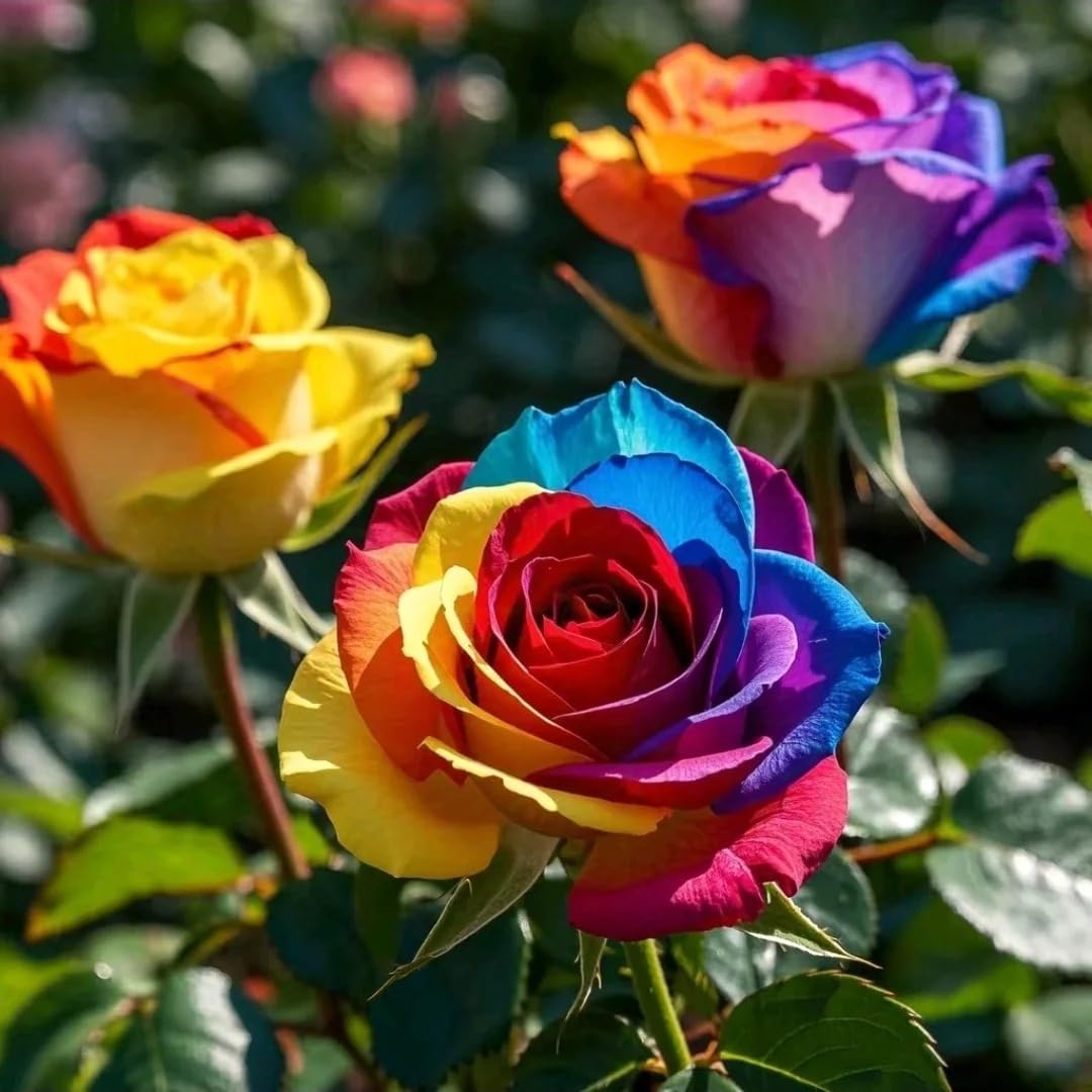 145Pcs Rainbow Rose Seeds for Planting – Perennial Rosa Flower Seed, Ornamental Bush Variety for Garden Beds, Borders and Outdoor Landscape