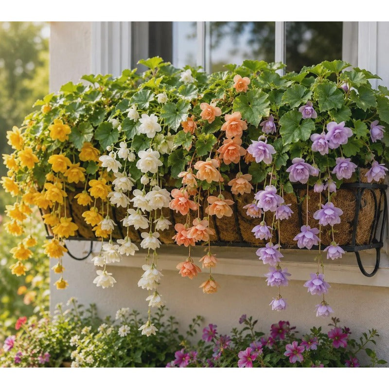 300Pcs Weeping Begonia Seeds, Mixed Hanging Basket Flowers, Colorful Garden Plant