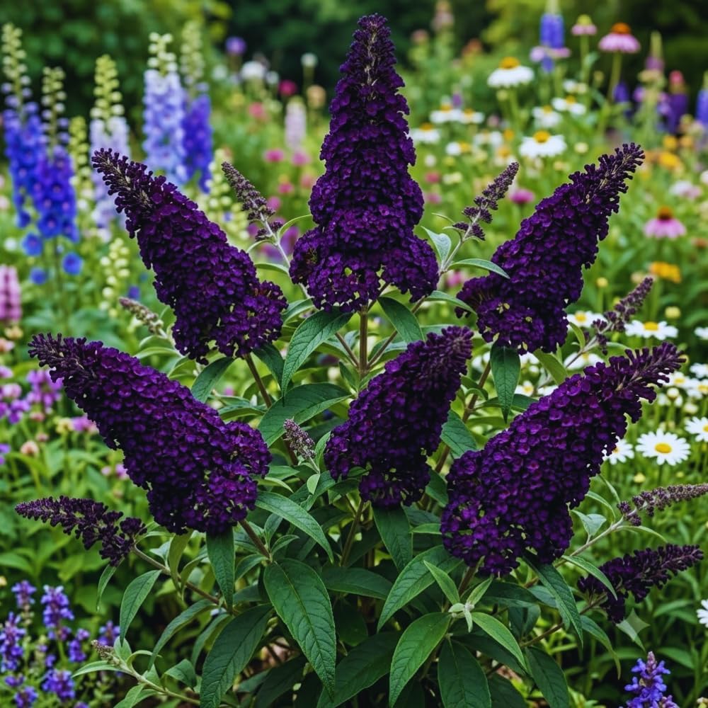300 Black Purple Butterfly Bush seeds, Fragrant Flowering Garden Plants, Ornamental Flowering Bush, 3–5'' Tall Starter Plant
