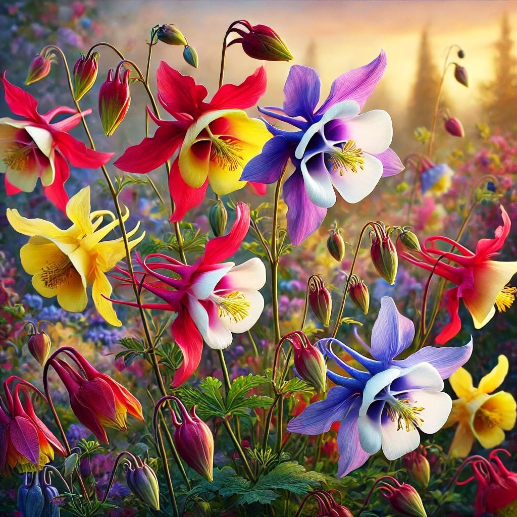 200pcs Columbine Seeds Summer Flowering Feature Enhances Yard With Delicate Upright Foliage