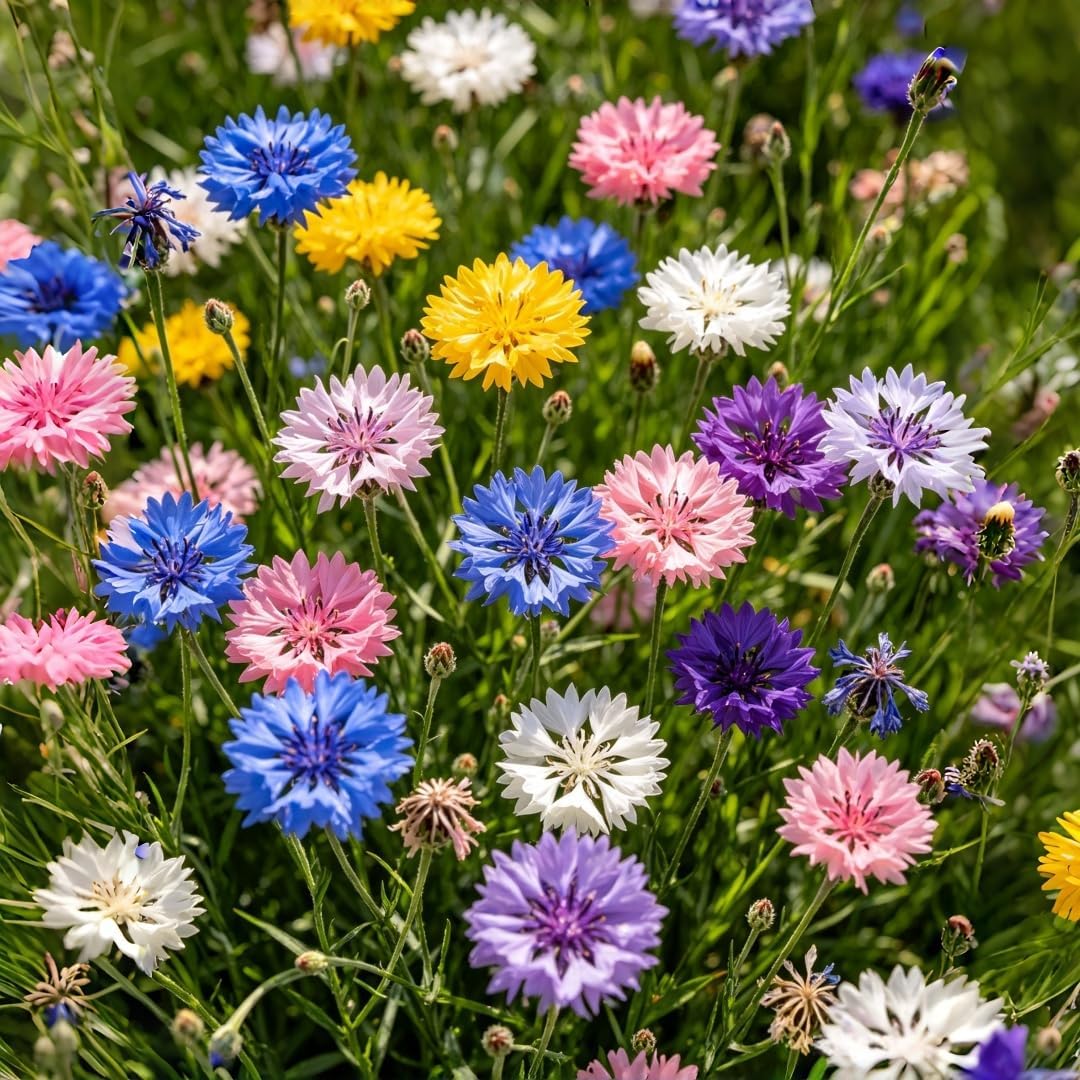 500pcs Cornflower Seeds for Planting Heirloom Non-GMO Bachelor's Button, Vibrant Wildflower Pollinator-Friendly Garden Flower for Beds, Borders & Meadow Landscaping