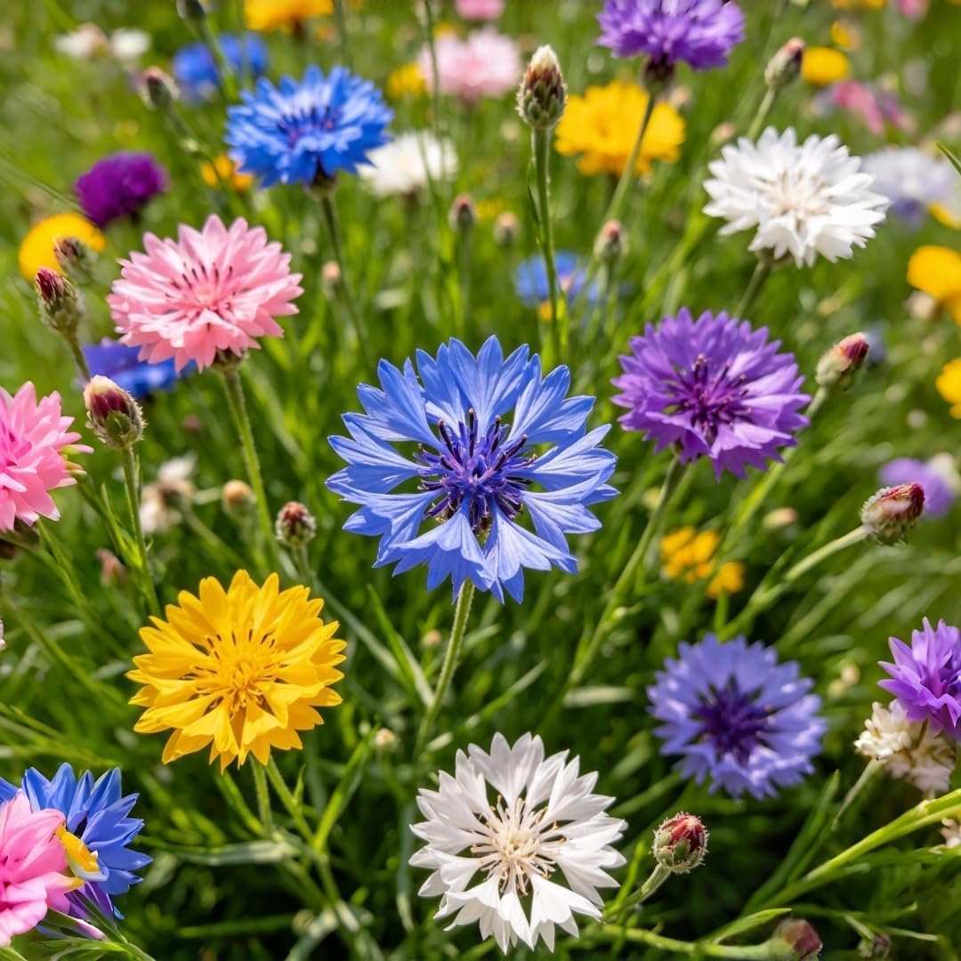 500pcs Cornflower Seeds for Planting Heirloom Non-GMO Bachelor's Button, Vibrant Wildflower Pollinator-Friendly Garden Flower for Beds, Borders & Meadow Landscaping