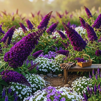 300 Black Purple Butterfly Bush seeds, Fragrant Flowering Garden Plants, Ornamental Flowering Bush, 3–5'' Tall Starter Plant