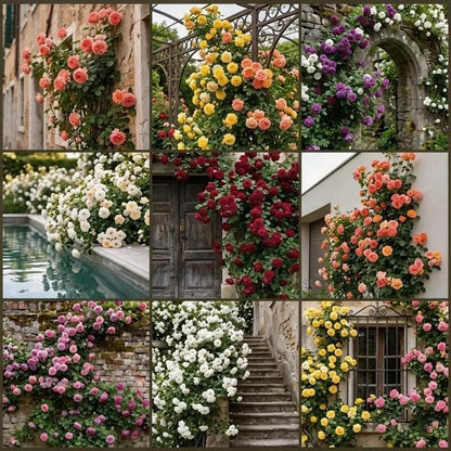 150pcs Mixed Climbing Rose Seeds, Fragrant Perennial Flowering Vine Seeds for Planting, Hardy Climbing Roses for Trellis, Fences, and Arbors, Beautiful Home Garden Floral Decor