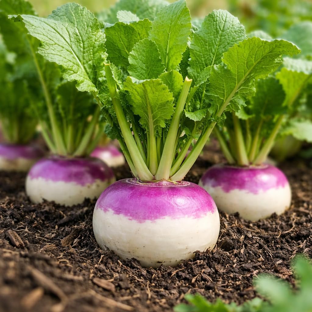 200 Purple Top White Globe Turnip Seeds – Round White Roots with Purple Crown, Everyday Kitchen Use, In-Ground, Raised Bed & Container Gardens