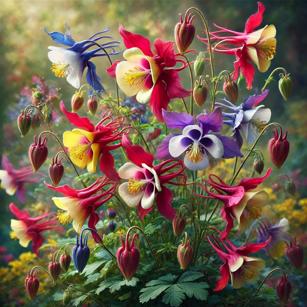 200pcs Columbine Seeds Summer Flowering Feature Enhances Yard With Delicate Upright Foliage