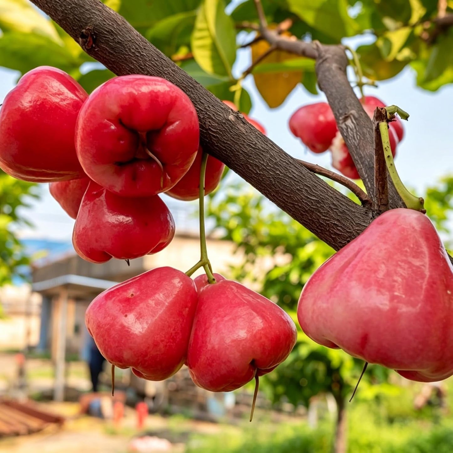 Wax Apple Trees Seeds for Planting 100pcs Perennial Wax Apple Syzygium samarangense Fruits Seeds Plants, Non-GMO Heirloom Open Pollinated Sweet Fruits Plants for Home Garden Outdoors