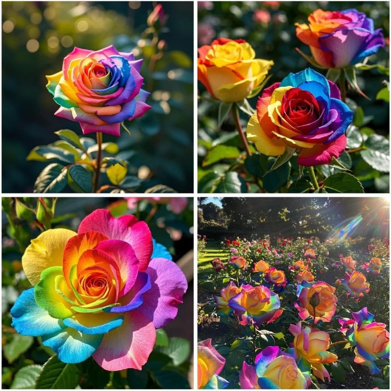 145Pcs Rainbow Rose Seeds for Planting – Perennial Rosa Flower Seed, Ornamental Bush Variety for Garden Beds, Borders and Outdoor Landscape
