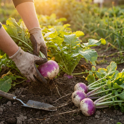 200 Purple Top White Globe Turnip Seeds for Planting - Heirloom, Non-GMO, easy care