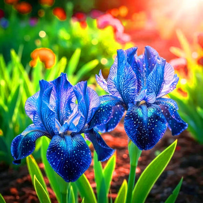 100pcs Iris Seeds for Planting, Perennial Midnight Iris Flower Seeds, Non-GMO Heirloom Beauty Blooming Hummingbirds Open Pollinated Flowers for Home Garden Outdoors