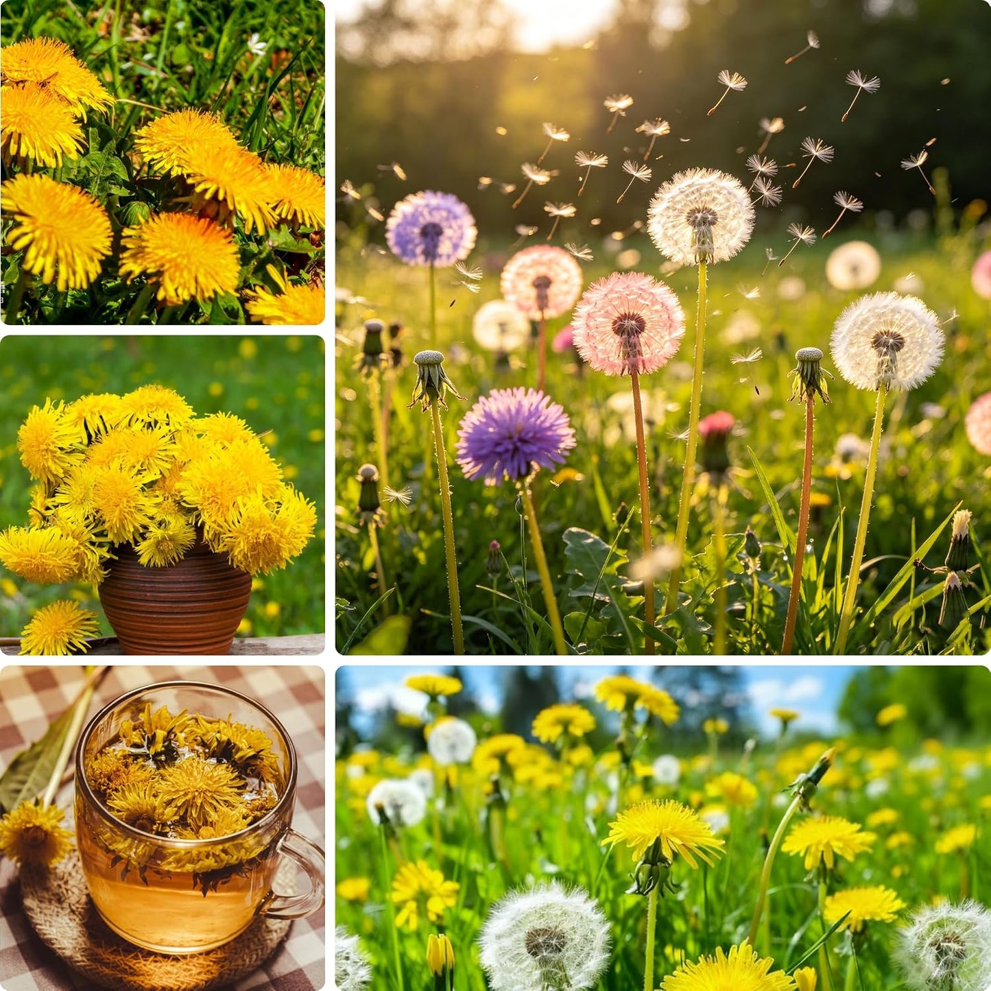 1000 Dandelion Flower Seeds for Planting, Perennial Wild Taraxacum Officinale Garden Flower Seed, Non-GMO Dandelion Seeds for Home Garden Outdoor