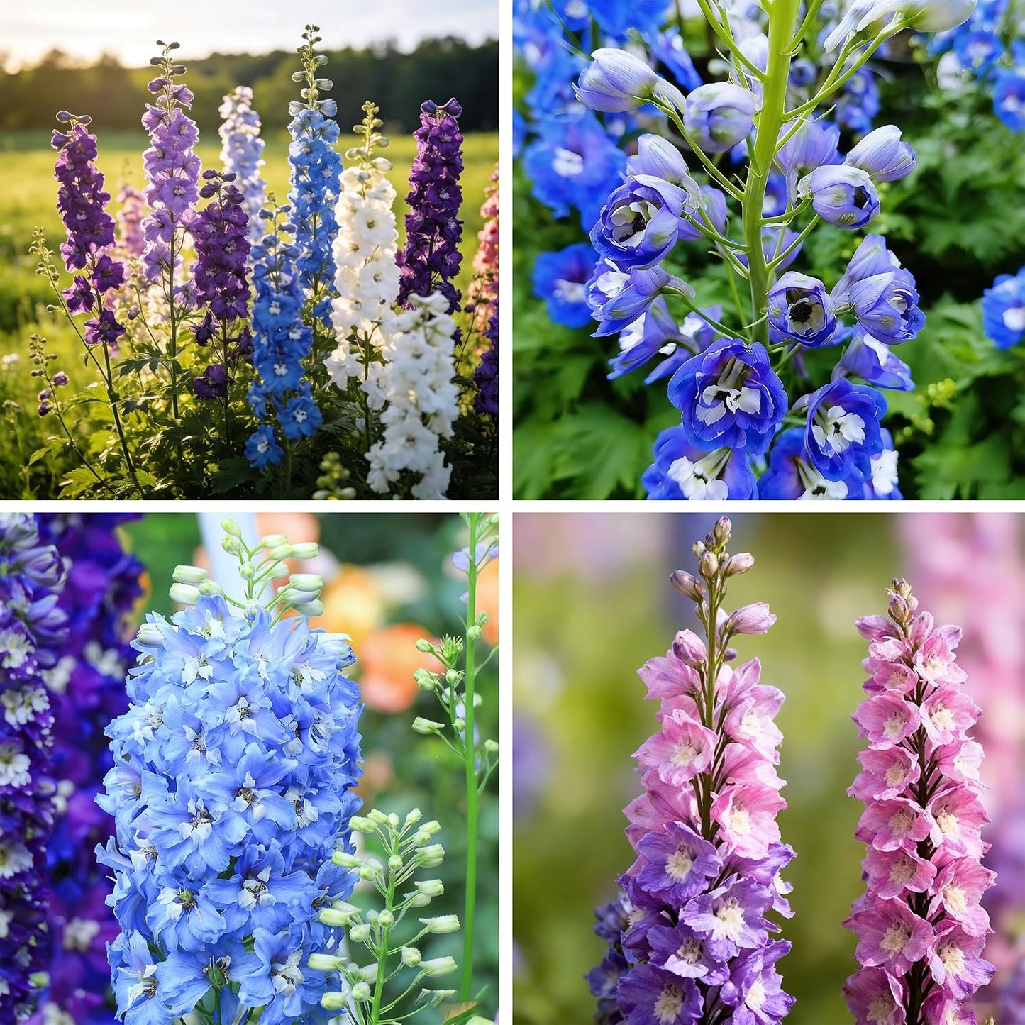 Tall Larkspur Seeds for Planting, 200 Mixed Larkspur Delphinium Seeds, Perennial Flower Plants, Non-GMO Heirloom Larkspur Seed for Home Garden