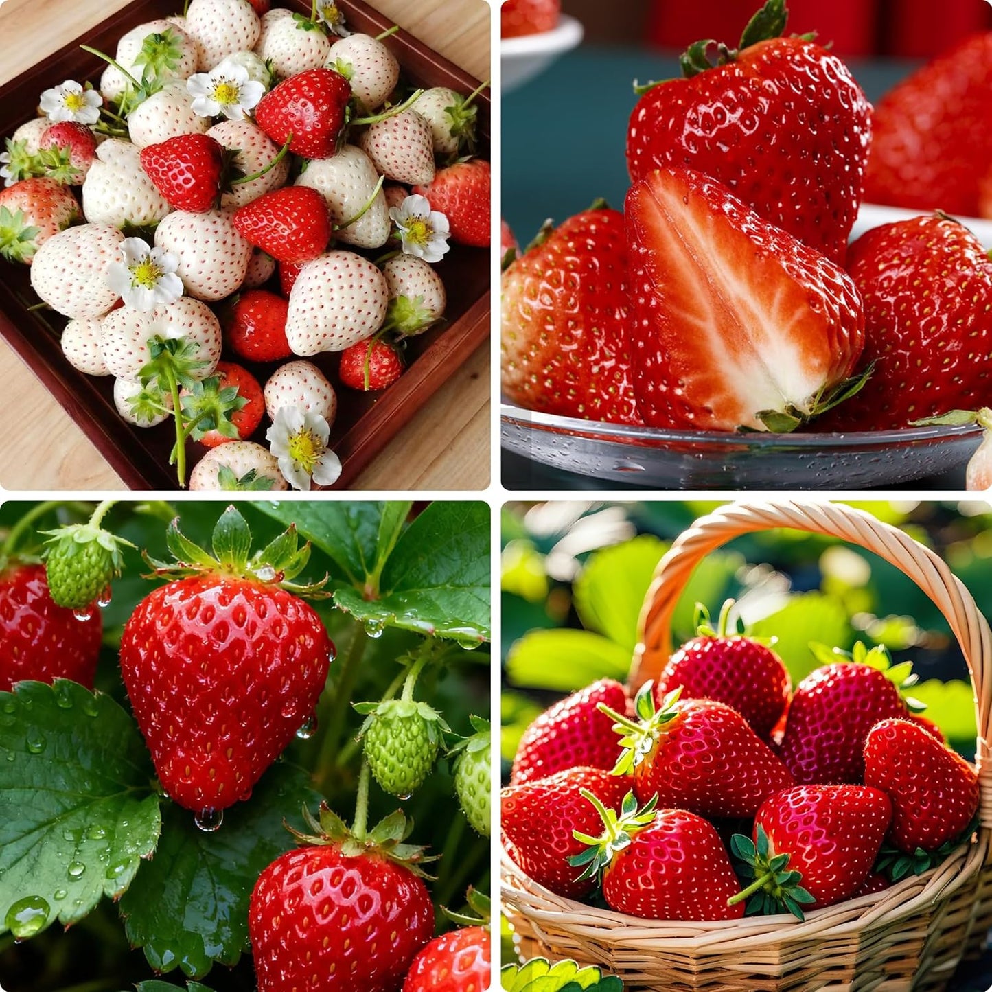 300Pcs Red Giant Strawberry Seeds, Heirloom Non-GMO Fresh Fruit Seed for Home Garden