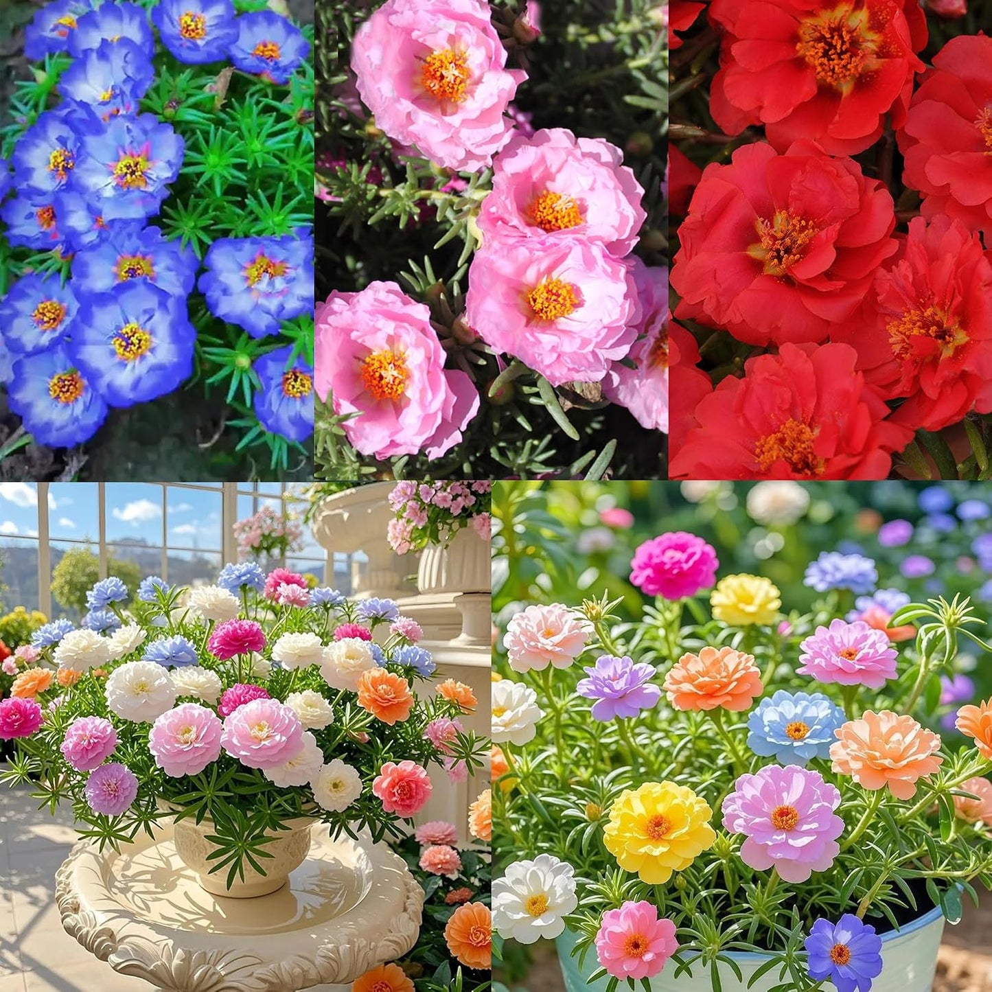 1000pcs Mixed Moss Rose Seeds for Planting Outdoor Beautiful Garden Decor Home