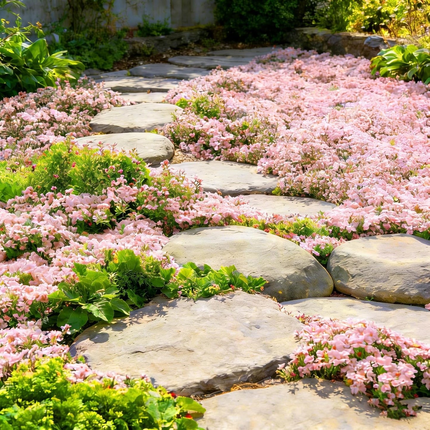 Pink Creeping Thyme Ground Cover Flower Seeds for Planting, 500pcs Perennial Pink Creeping Wild Thymus Seeds, Non-GMO Heirloom Wild Thymus Serpyllum Flower Plants for Home Garden Outdoors