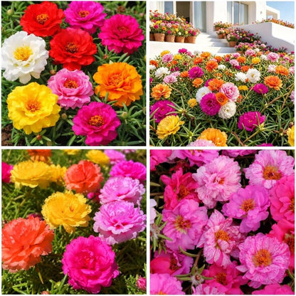 1000pcs Mixed Moss Rose Seeds for Planting Outdoor Beautiful Garden Decor Home
