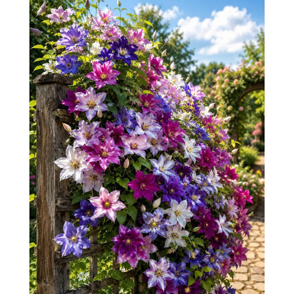 96Pcs Clematis Flowcer Vine Seeds Mixed Colors – Large Bloom Perennial Climbing Vine for Outdoor Gardens, Trellis, Fence & Arbor Flowers