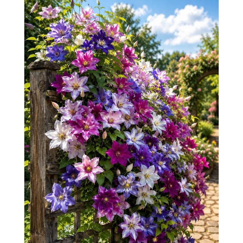96Pcs Clematis Flowcer Vine Seeds Mixed Colors – Large Bloom Perennial Climbing Vine for Outdoor Gardens, Trellis, Fence & Arbor Flowers