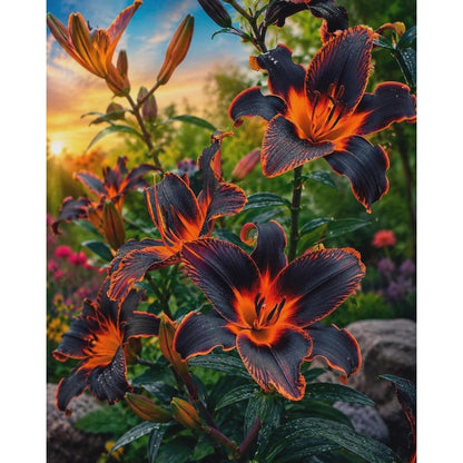 80Pcs Burning Embers Lily Seeds Red Black Orange