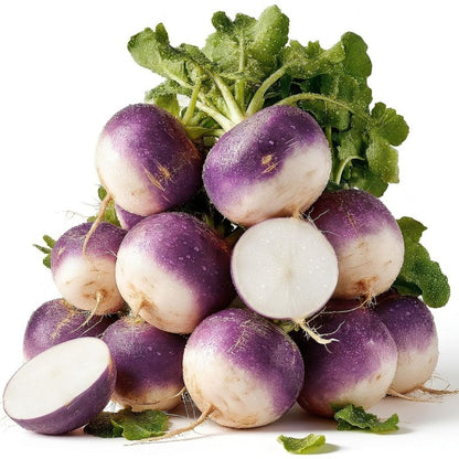200 Purple Top White Globe Turnip Seeds for Planting - Heirloom, Non-GMO, easy care