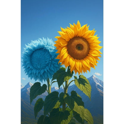100pcs Yellow & Blue Teddy Bear Sunflower Seeds | Giant Double Bloom | Garden Flowers