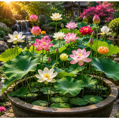 10Pcs Bowl Lotus Flower Seeds for Planting  Water Lily Pond Garden Bonsai Aquatic Plants Indoor Outdoor Water Feature Decor Easy Grow