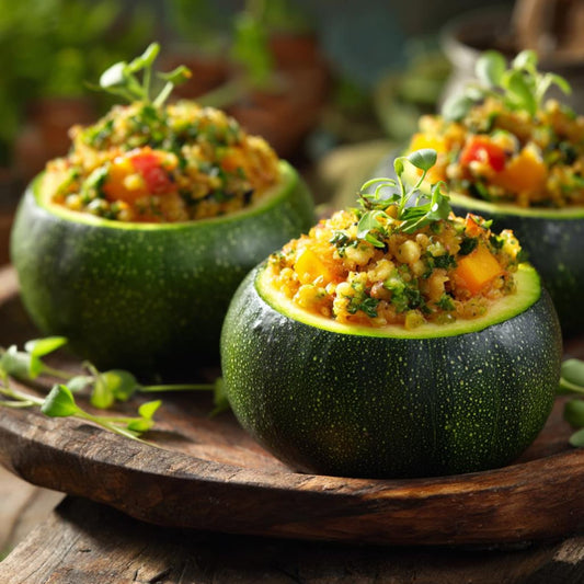 Round Zucchini 50Seeds | Heirloom Compact Summer Squash for Gardens & Cooking