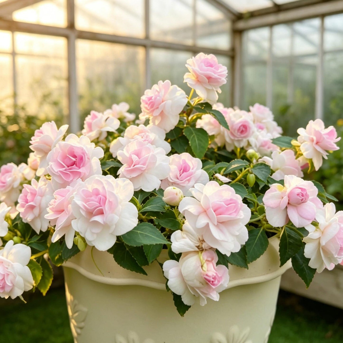 100pcs Pink  Impatiens Seeds, Impatiens Walleriana, Camellia Shaped Blooms, Shade Loving Annual, for Pots & Shade Gardens