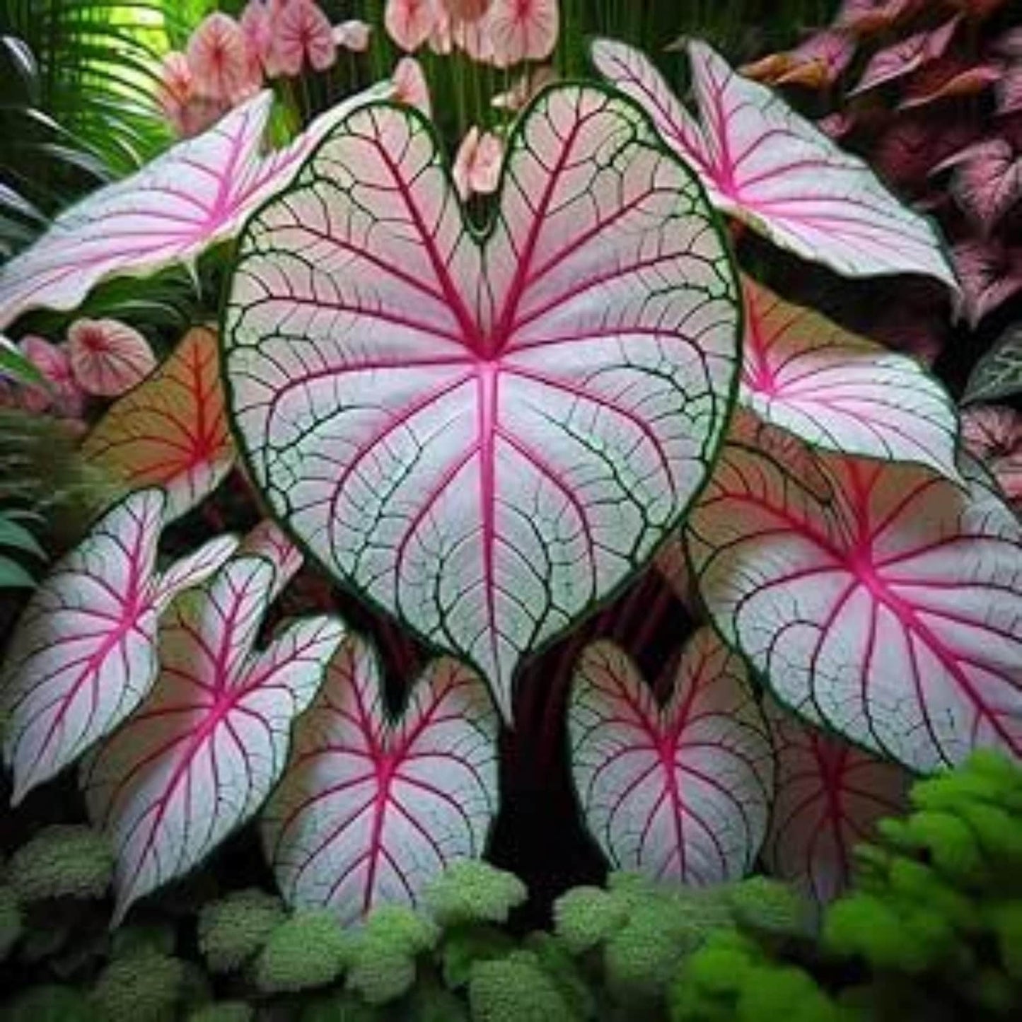 100pcs Caladium Bicolor Seeds Friendly for new gardeners grow into full lush foliage clumps with natural graceful growth rhythm