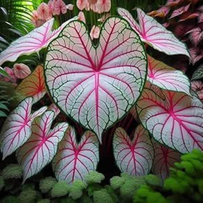 100pcs Caladium Bicolor Seeds Friendly for new gardeners grow into full lush foliage clumps with natural graceful growth rhythm
