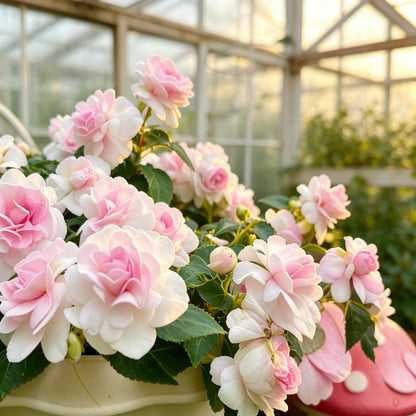 100pcs Pink  Impatiens Seeds, Impatiens Walleriana, Camellia Shaped Blooms, Shade Loving Annual, for Pots & Shade Gardens