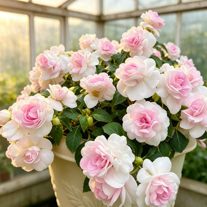 100pcs Pink  Impatiens Seeds, Impatiens Walleriana, Camellia Shaped Blooms, Shade Loving Annual, for Pots & Shade Gardens
