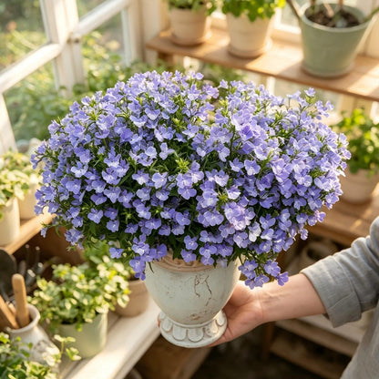5000pcs Sky Blue Trailing Lobelia Seeds, Easy Grow, Profuse Blue Blooms, Edging & Hanging Basket Plant