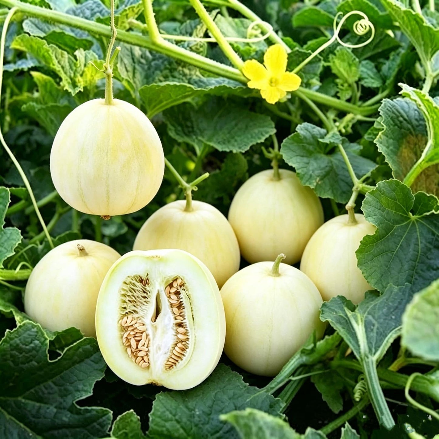 47Pcs Honeydew Melon Seeds match naturally with casual garden design and trellis landscape layout styles