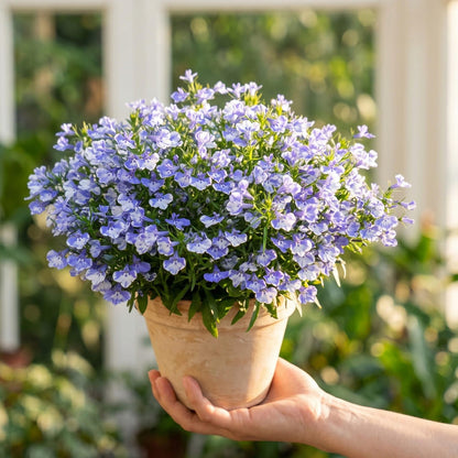 5000pcs Sky Blue Trailing Lobelia Seeds, Easy Grow, Profuse Blue Blooms, Edging & Hanging Basket Plant