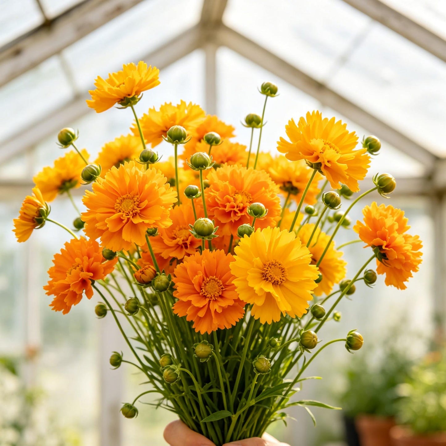 497Pcs Coreopsis Grandiflora Seeds, Double Golden Orange Tickseed, Long Blooming Drought Tolerant Border Cut Flower