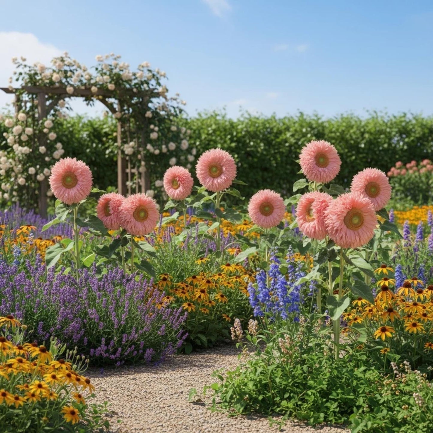100 Pink Teddy Bear Sunflower Seeds – Fluffy Blooms for planting