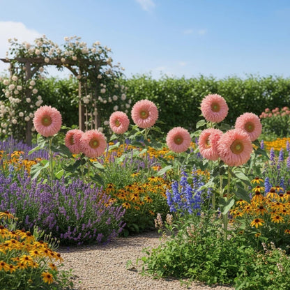100 Pink Teddy Bear Sunflower Seeds – Fluffy Blooms for planting