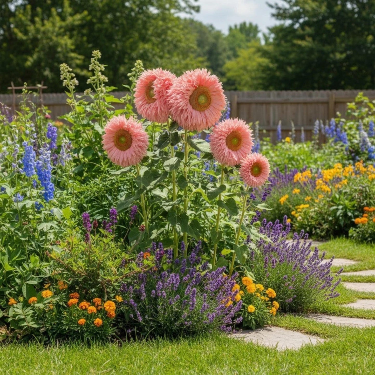 100 Pink Teddy Bear Sunflower Seeds – Fluffy Blooms for planting