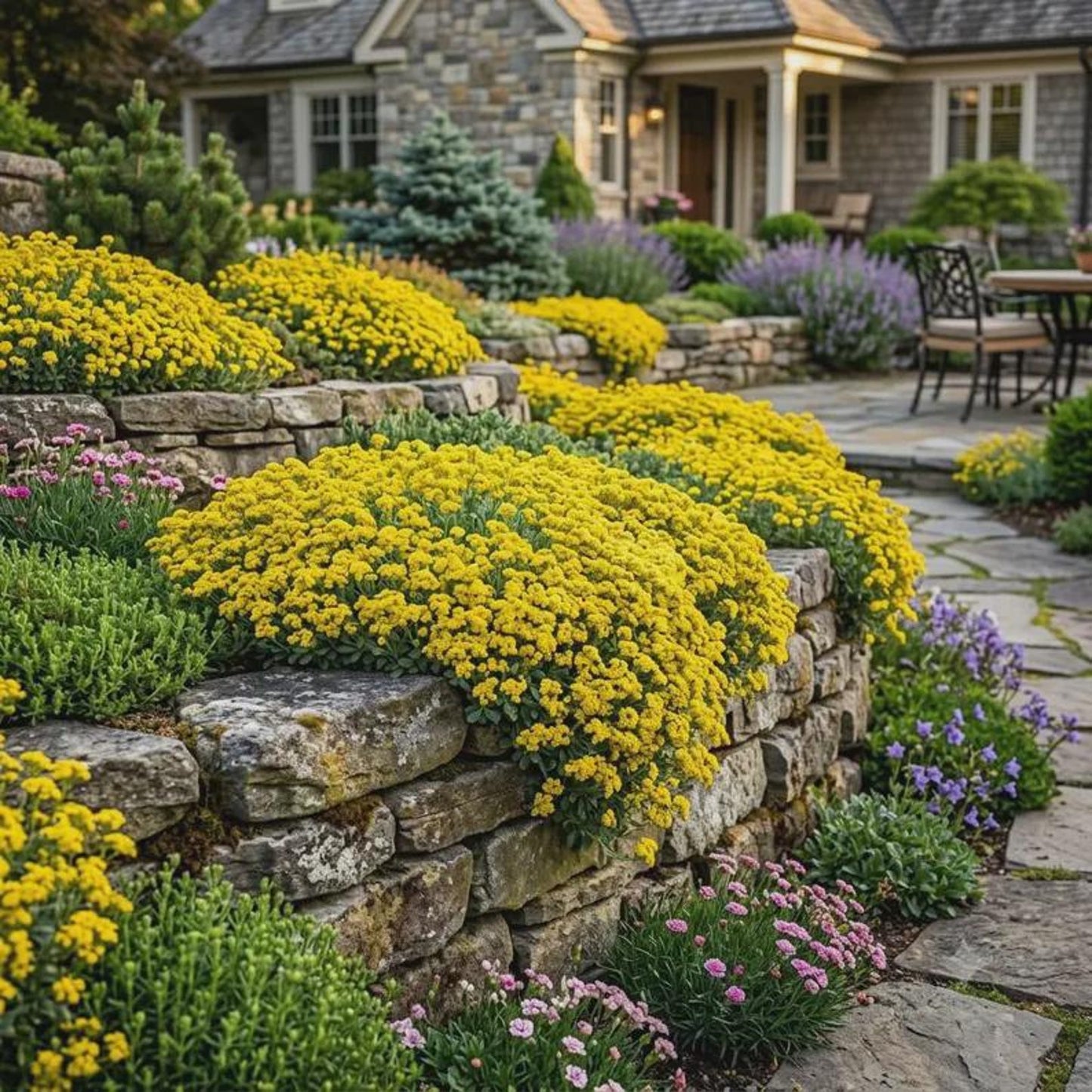1000pcs Basket of Gold Alyssum Seeds Perennial Rock Garden Flower Seeds | Drought Tolerant Ground Cover